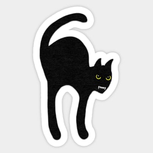 Felt Look Spooky Halloween Cat With Fangs | Cherie's Art(c)2021 Sticker